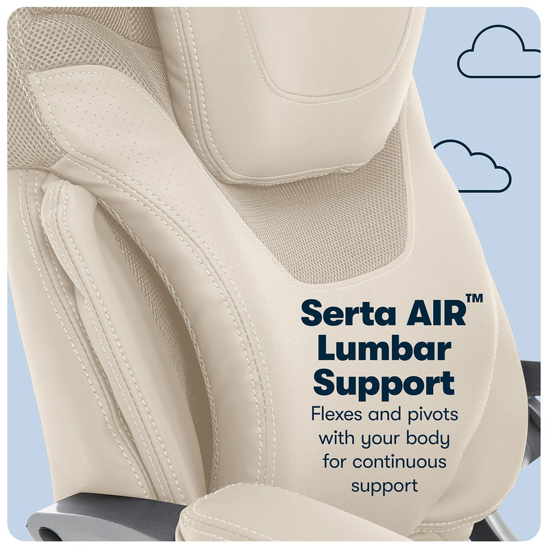 Serta Works Bryce Ergonomic Bonded Leather Swivel Executive Chair, Cream (43807B)