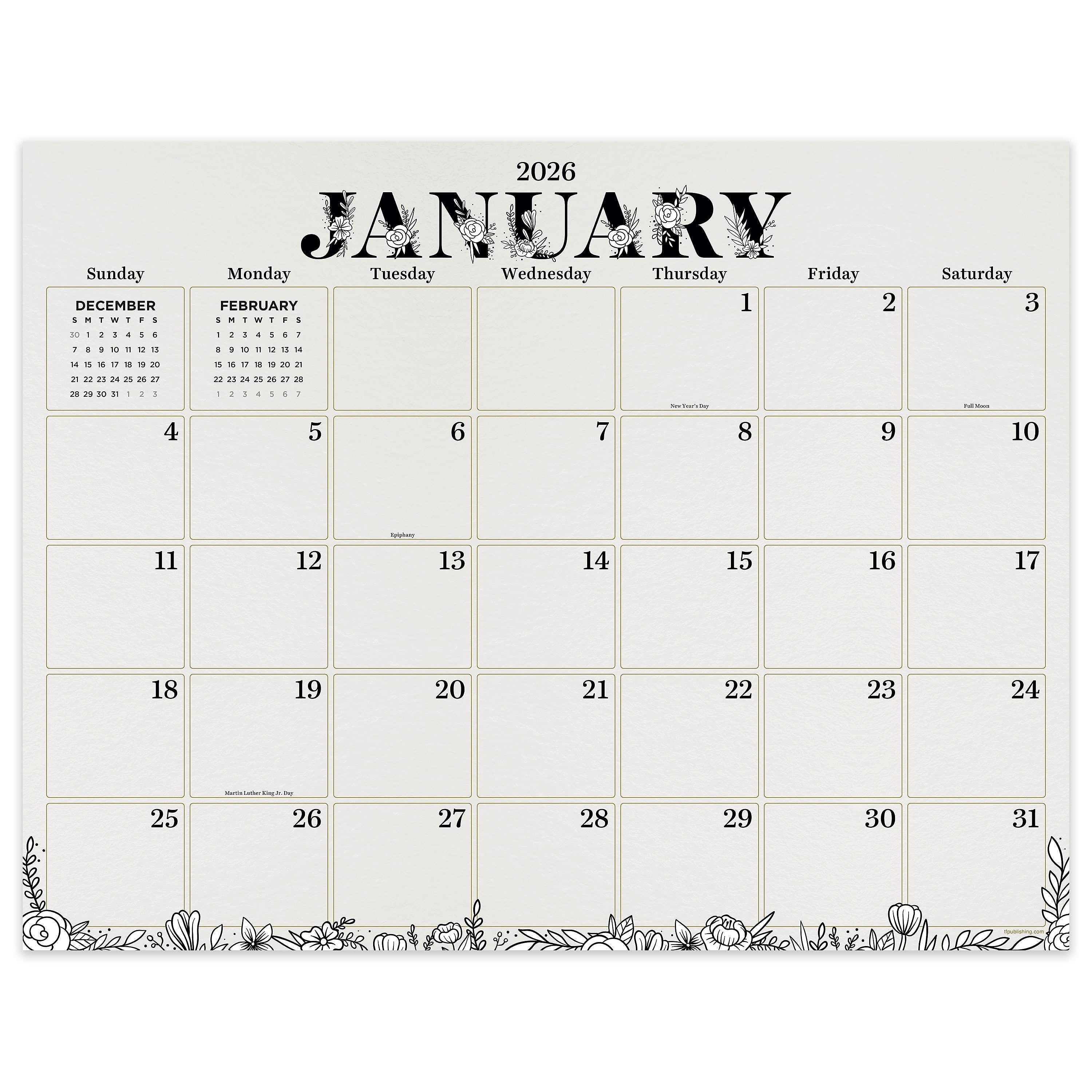 2026 TF Publishing 17" x 12" Monthly Desk Calendar, (26-8502)