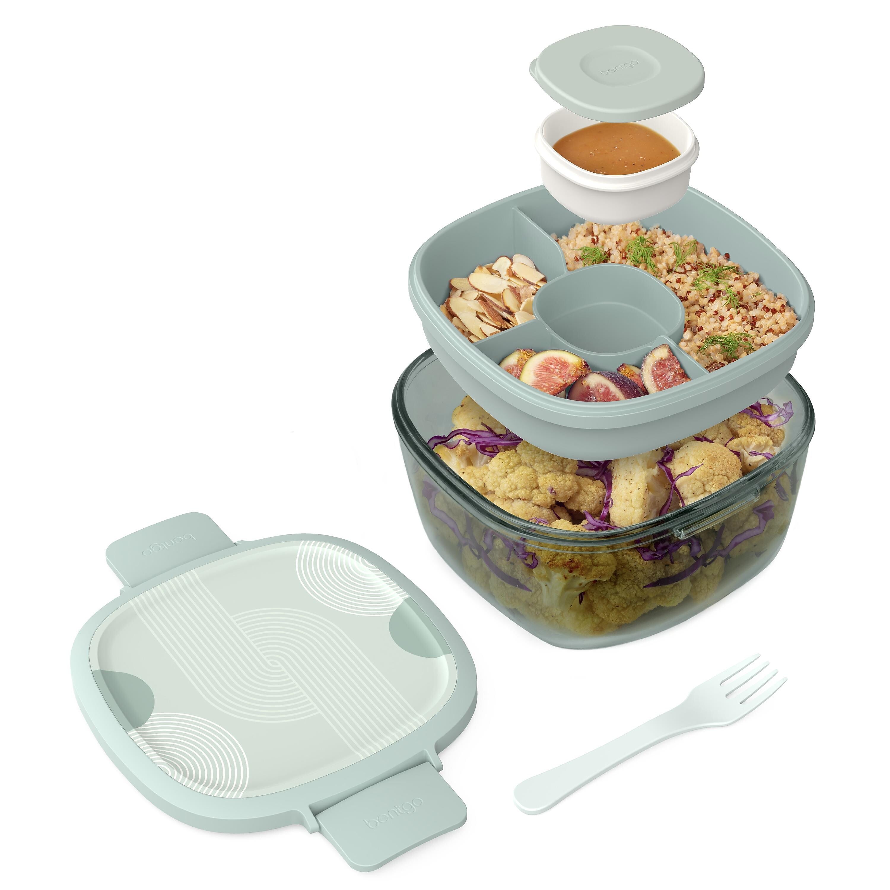 bentgo All-in-One Salad Container, 5-Compartment, Serene Green, 61 oz. (BGLSLPT-MCSG)