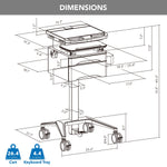 Mount-It! MedHub Mobile Medical Cart Workstation with Drawers, Monitor arm, and Locking Caster Wheels, White/Grey (MI-16026)
