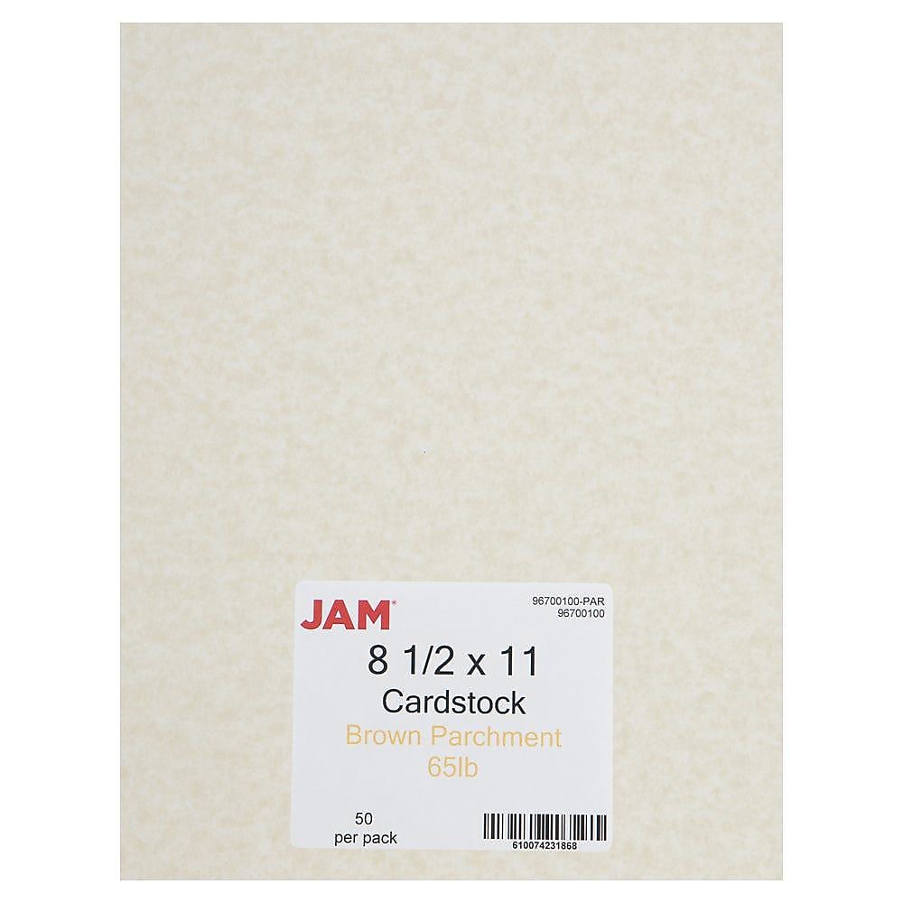 JAM Paper Parchment 65 lb. Cardstock Paper, 8.5" x 11", Light Brown, 50 Sheets/Pack (96700100)