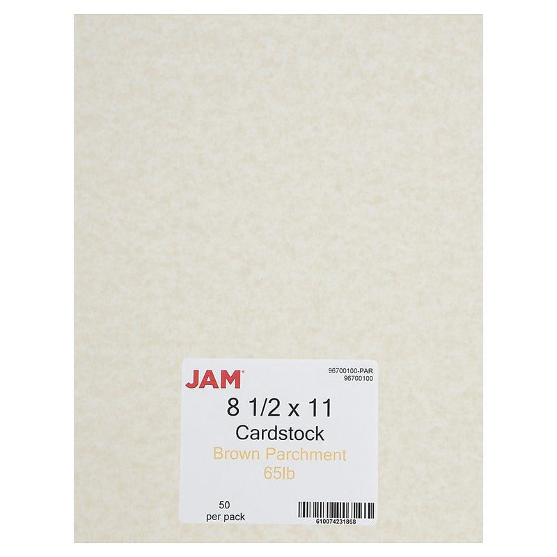 JAM Paper Parchment 65 lb. Cardstock Paper, 8.5" x 11", Light Brown, 50 Sheets/Pack (96700100)