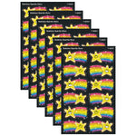 Trend Enterprises Rainbow Stars Sparkle Stickers, Multicolored, 24/Pack, 6/Packs/Bundle (T-46307-6)