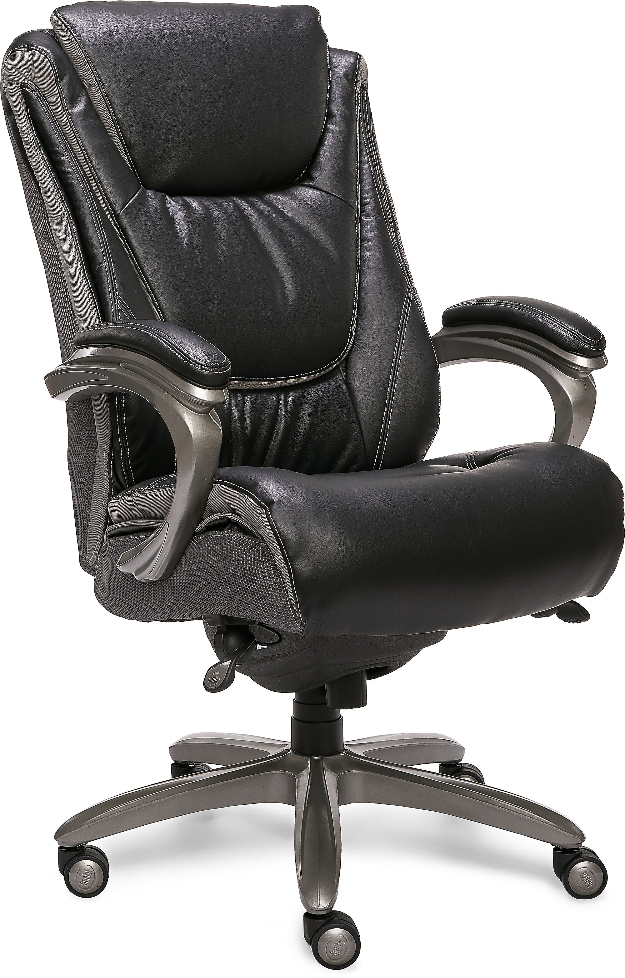 Serta Big & Tall Ergonomic Bonded Leather Swivel Executive Chair, Black/Silver (44951)