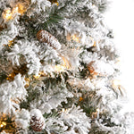 Nearly Natural 9-ft Flocked White River Mountain Pine Artificial Christmas Tree with Pinecones and 650 Clear LED Lights (T3384)