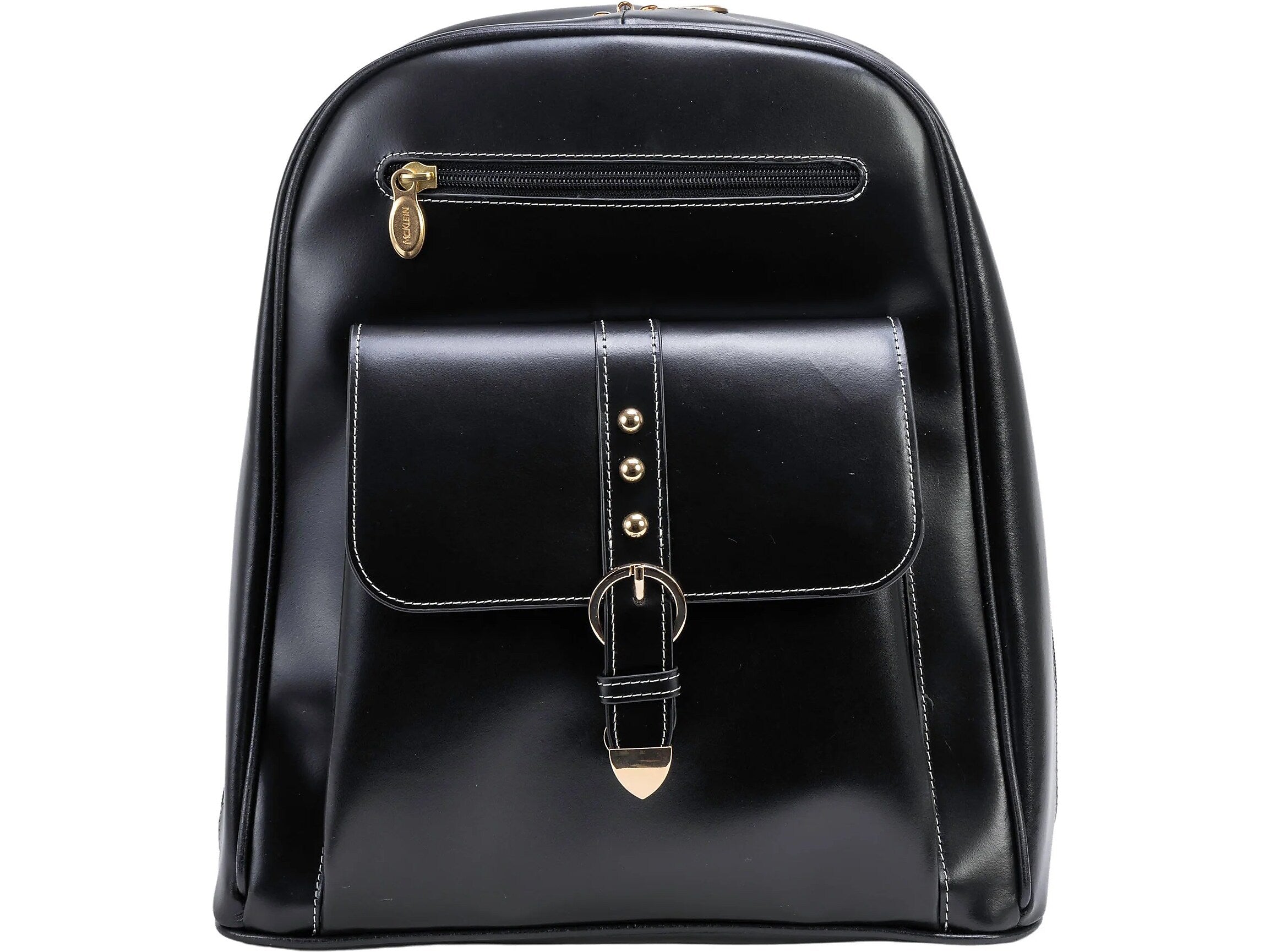 McKlein Madison Leather Laptop Backpack, Medium, Black (99555)