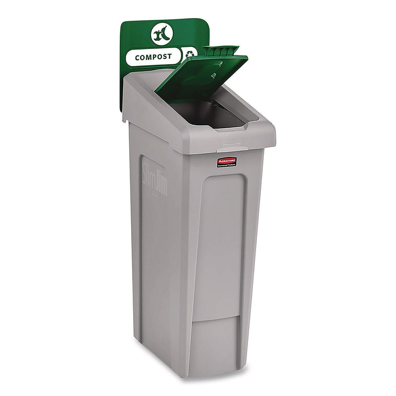 Rubbermaid Commercial Slim Jim Single-Stream Compost Recycling Station Kit, 23 Gallon, Gray/Green (2185051)