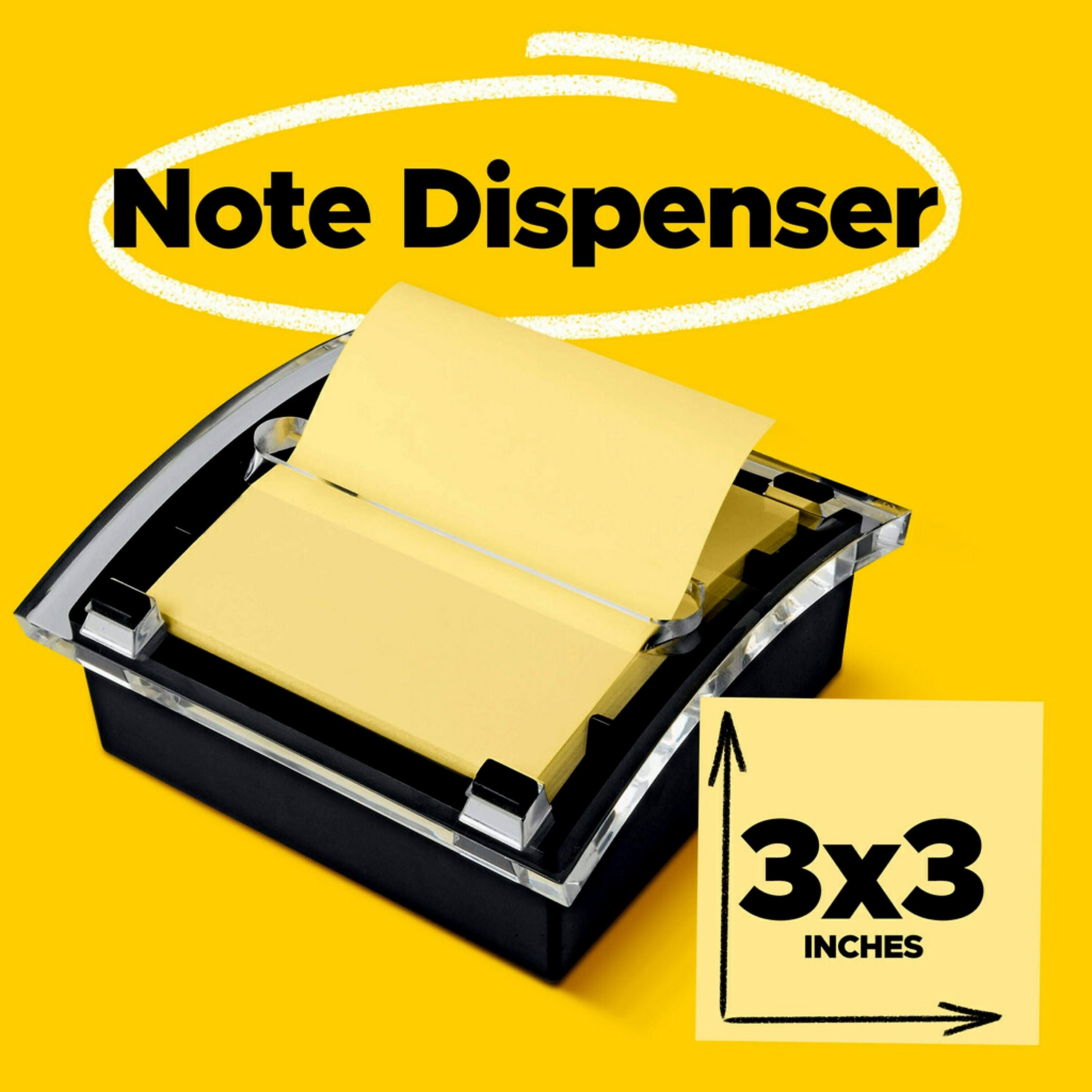Post-it Pop-up Notes Dispenser for 3" x 3" Notes, Black/Clear (DS330-BK)