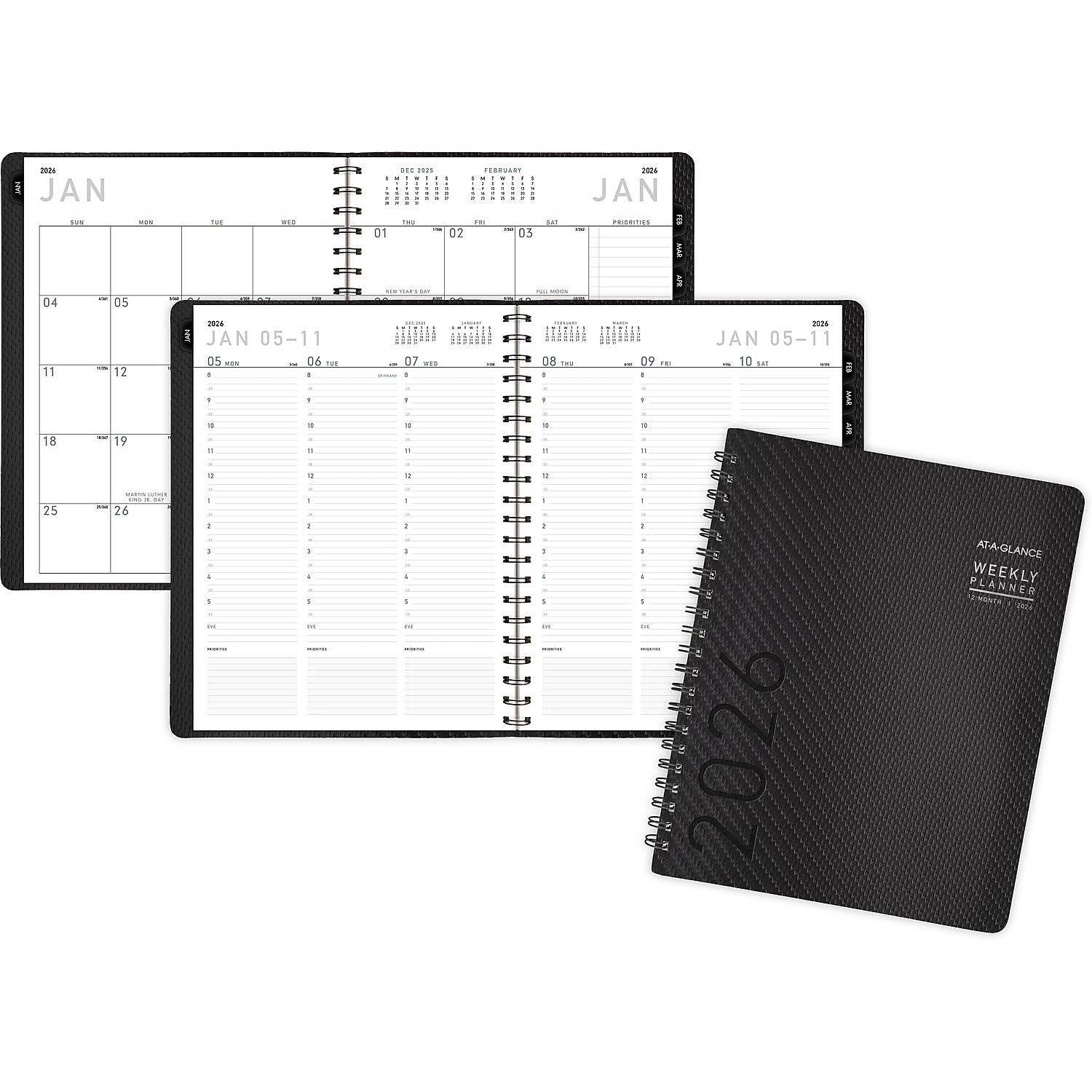 2026 AT-A-GLANCE Contemporary 8.25" x 11" Weekly & Monthly Planner, Faux Leather Cover, Charcoal (70-950X-45-26)