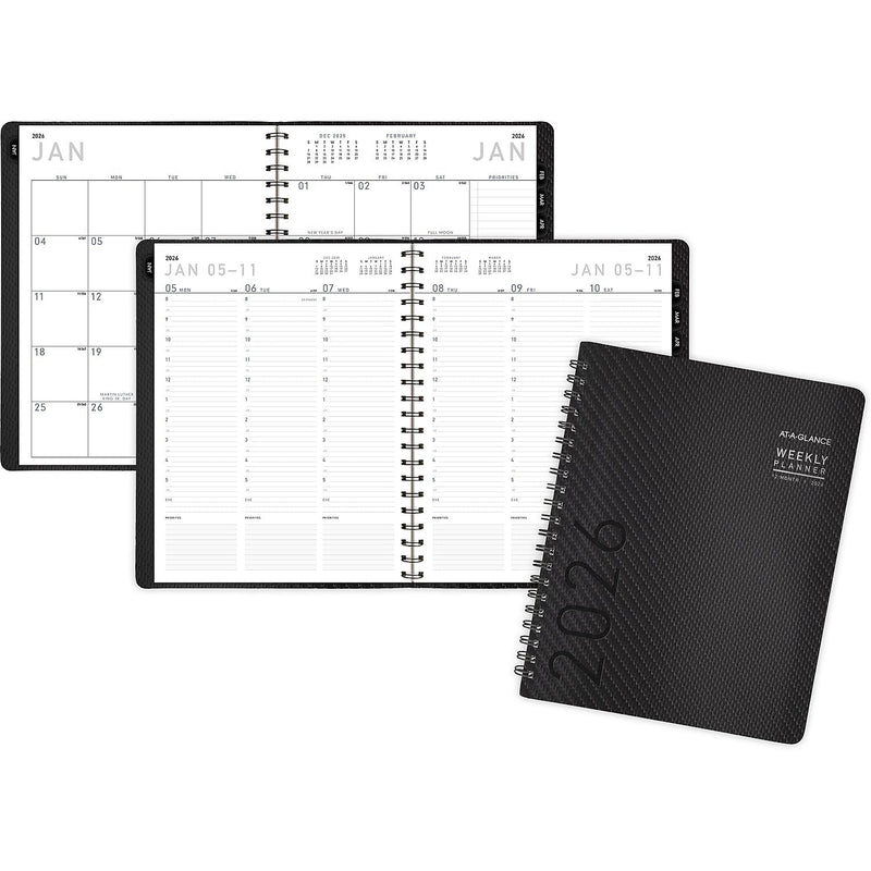 2026 AT-A-GLANCE Contemporary 8.25" x 11" Weekly & Monthly Planner, Faux Leather Cover, Charcoal (70-950X-45-26)