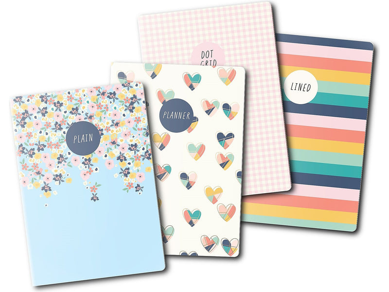 Carpe Diem Hearts 1-Subject Notebooks, 4.1" x 5.8", 16 Sheets, Assorted Colors, 4/Pack (9367-CD)