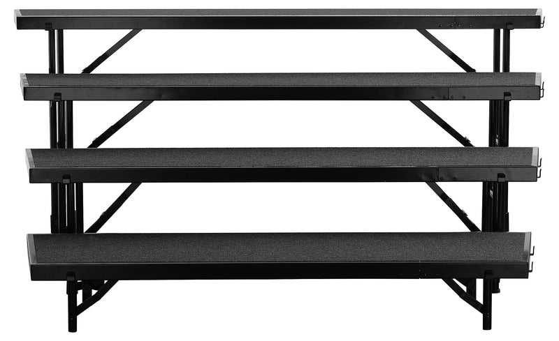 NPS 4-Level Tapered Standing Choral Riser, 72"W x 60”-78”L x 32"H, Black Carpet (RT4LC10)