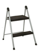 Cosco Folding Step Stool, 2-Step, 200 lb Capacity, 16.9" Working Height, Platinum/Black (11024PBL1E)