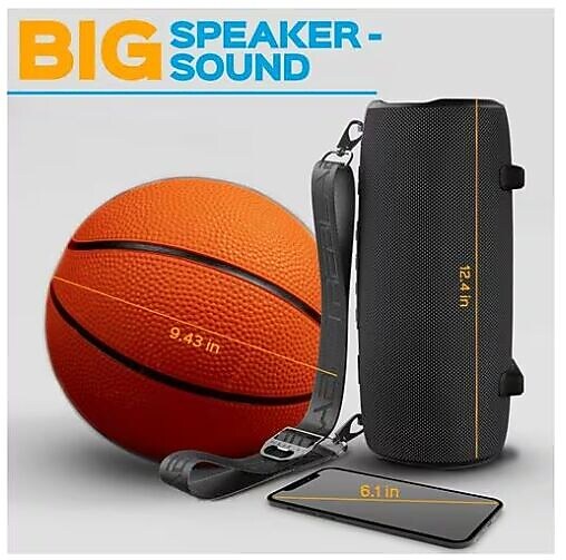 Treblab HD-MAX Wireless Bluetooth Speaker, Waterproof, Gray (HD-MAX-GR)