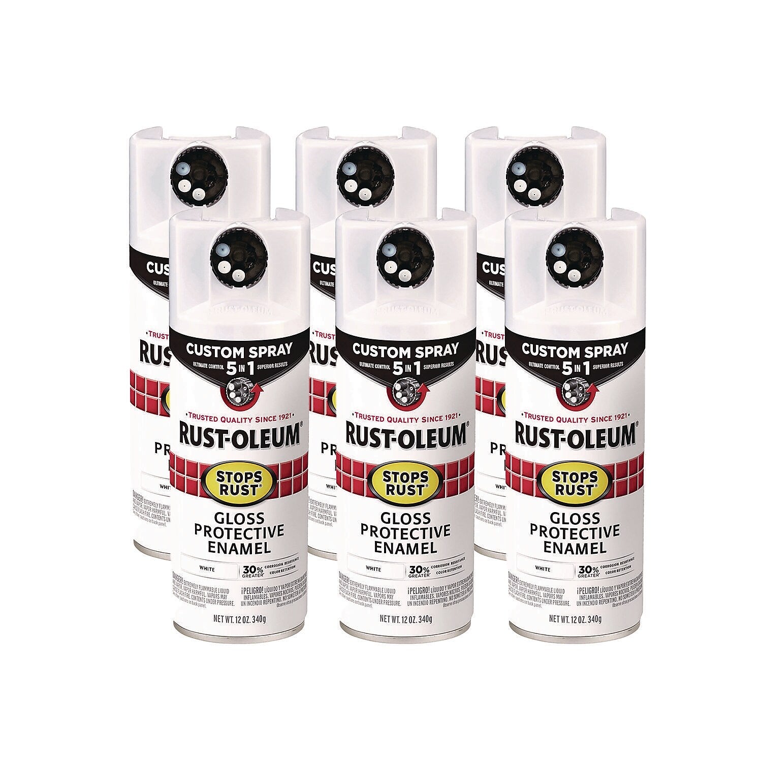 Rust-Oleum Stops Rust Protective Enamel Spray Paint, Gloss White, 12 oz., 6/Carton (376886)