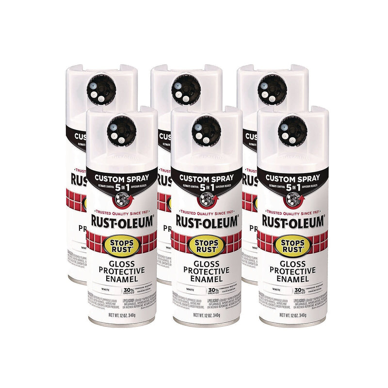 Rust-Oleum Stops Rust Protective Enamel Spray Paint, Gloss White, 12 oz., 6/Carton (376886)