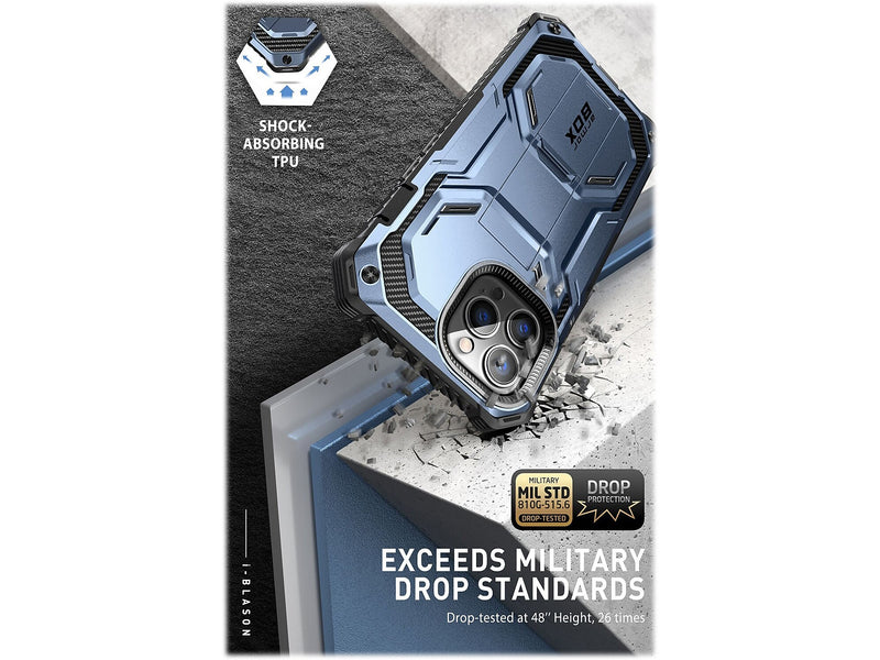 i-Blason Armorbox Metallic Blue Rugged Case for iPhone 14 Pro Max (iPhone2022Pro-6.7-Armorbox-SP-Tilt)