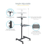 StarTech.com Mobile Projector and Laptop Stand/Cart with Lockable Wheels, Black (ADJPROJCART)