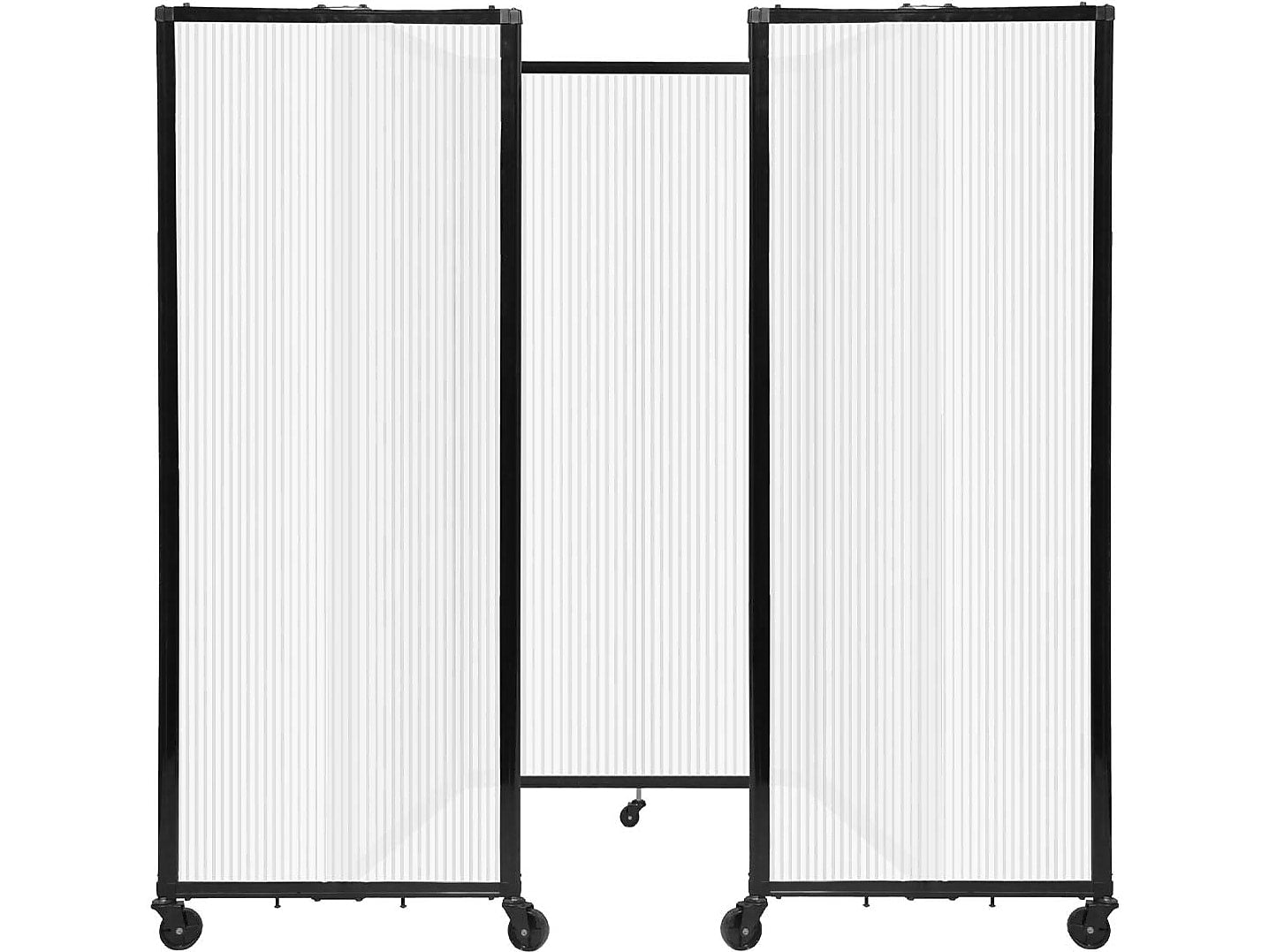 Versare The Room Divider 360 Freestanding Folding Portable Partition, 72"H x 102"W, Opal Fluted Polycarbonate (1272306)