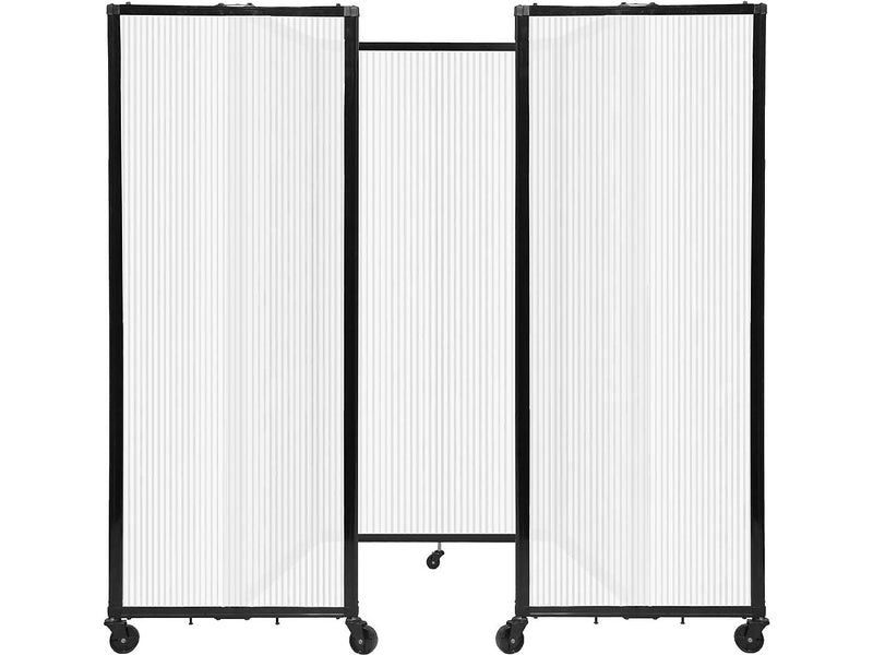 Versare The Room Divider 360 Freestanding Folding Portable Partition, 72"H x 102"W, Opal Fluted Polycarbonate (1272306)