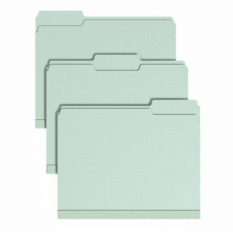 Staples Heavy Duty Pressboard Classification Folder, 2" Expansion, Letter Size, Green, 25/Pack (ST62738)