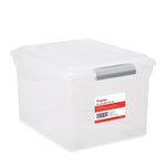 Staples Store & Slide Weather-Resistant File Box, Letter/Legal Size, Clear, 4/Carton (TR57621CT)