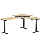 VersaDesk PowerLift 72"W Electric Corner Adjustable Standing Desk, Maple/Black (PLCSD7260-BM-APP)