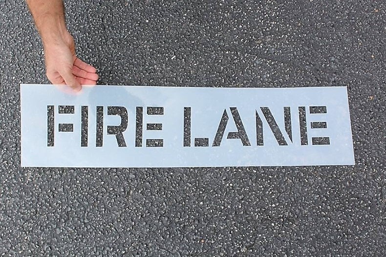 ACCUFORM SIGNS Parking Lot Stencil, FIRE LANE, 8" Letters, Plastic, Each