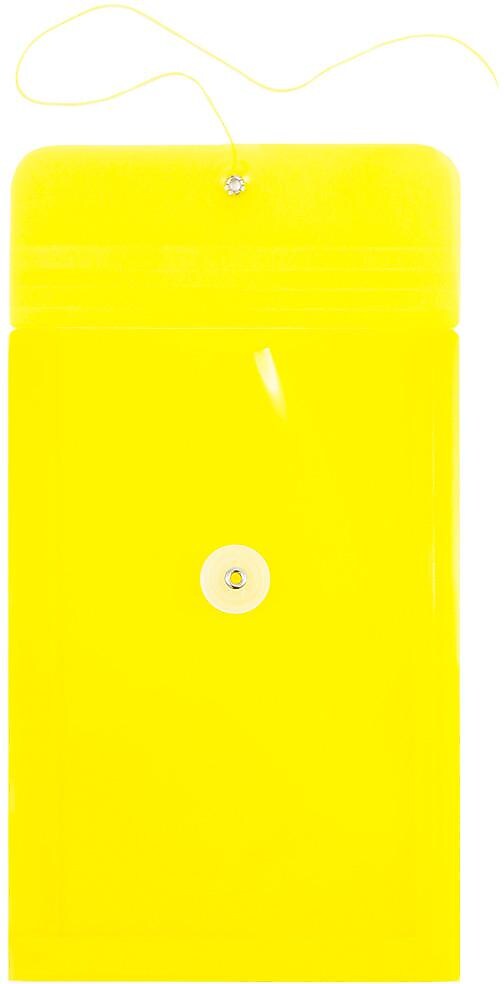 JAM Paper Premium Plastic Filing Envelope with Button & String Closure, Yellow, 3/Pack (472B1YEX3)