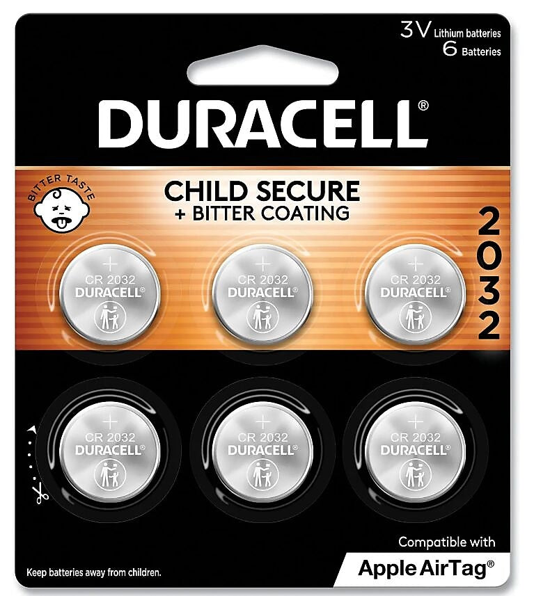 Duracell CR 2032 3V Lithium-Ion Battery, 6/Pack (DURDL2032B6PK)