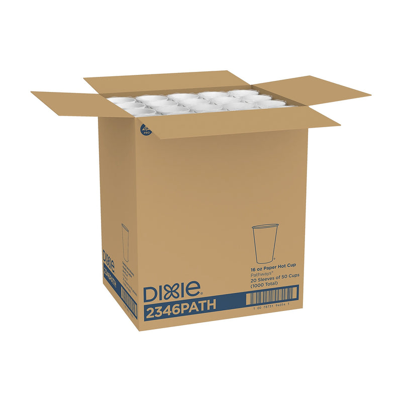 Dixie Pathways Poly Paper Hot Cups, 16 oz., White, 1000/Carton (2346PATH)