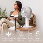 Pure Enrichment 2-in-1 Oscillating Floor Fan, 10-Speed, White (PEFANDUO)