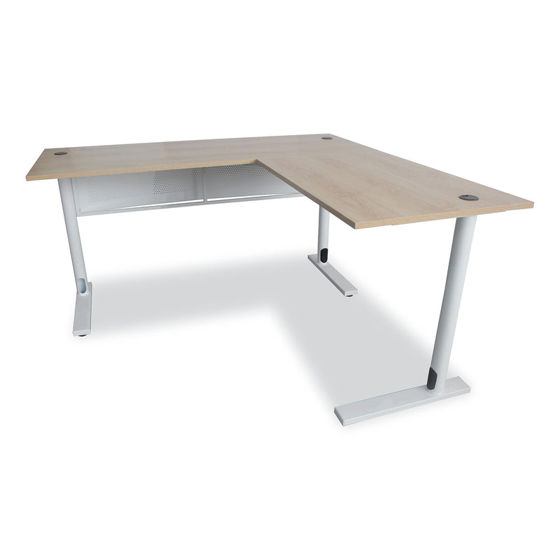 Workspace by Alera® L-Shaped Writing Desk, 59.05" x 59.05" x 29.53", Beigewood/White