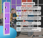 AdirOffice 72"H 3-Tier Purple Storage Locker (ADI629-203-PUR-DL)