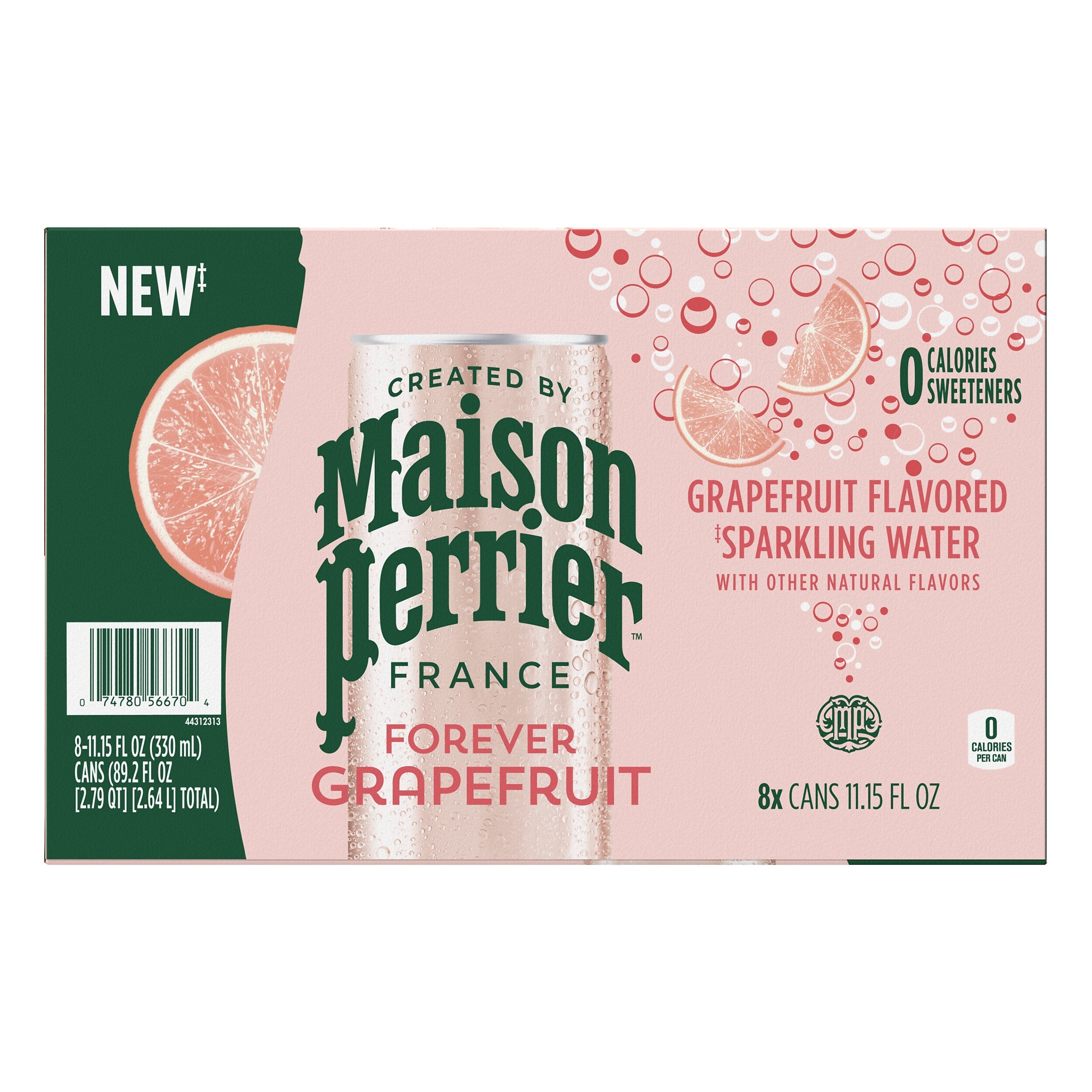 Perrier Pink Grapefruit Flavored Sparkling Mineral Water, 11.15 oz., 8 Cans/Pack (NES64835)