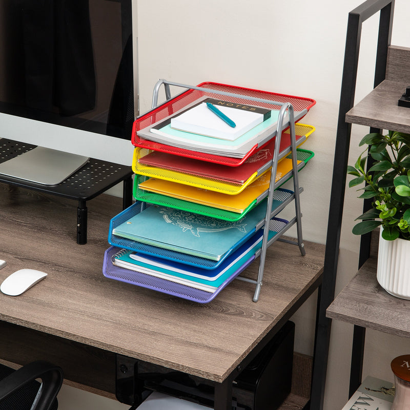 Mind Reader 5-Compartment Metal Desk Tray, Multicolor (5TPAPER-ASST)