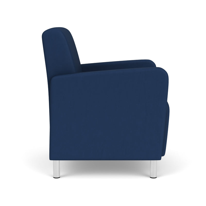 Lesro Ravenna Vinyl Guest Chair, Patriot Plus Imperial Blue/Brushed Steel (RV1101.FBS-01PPIB)