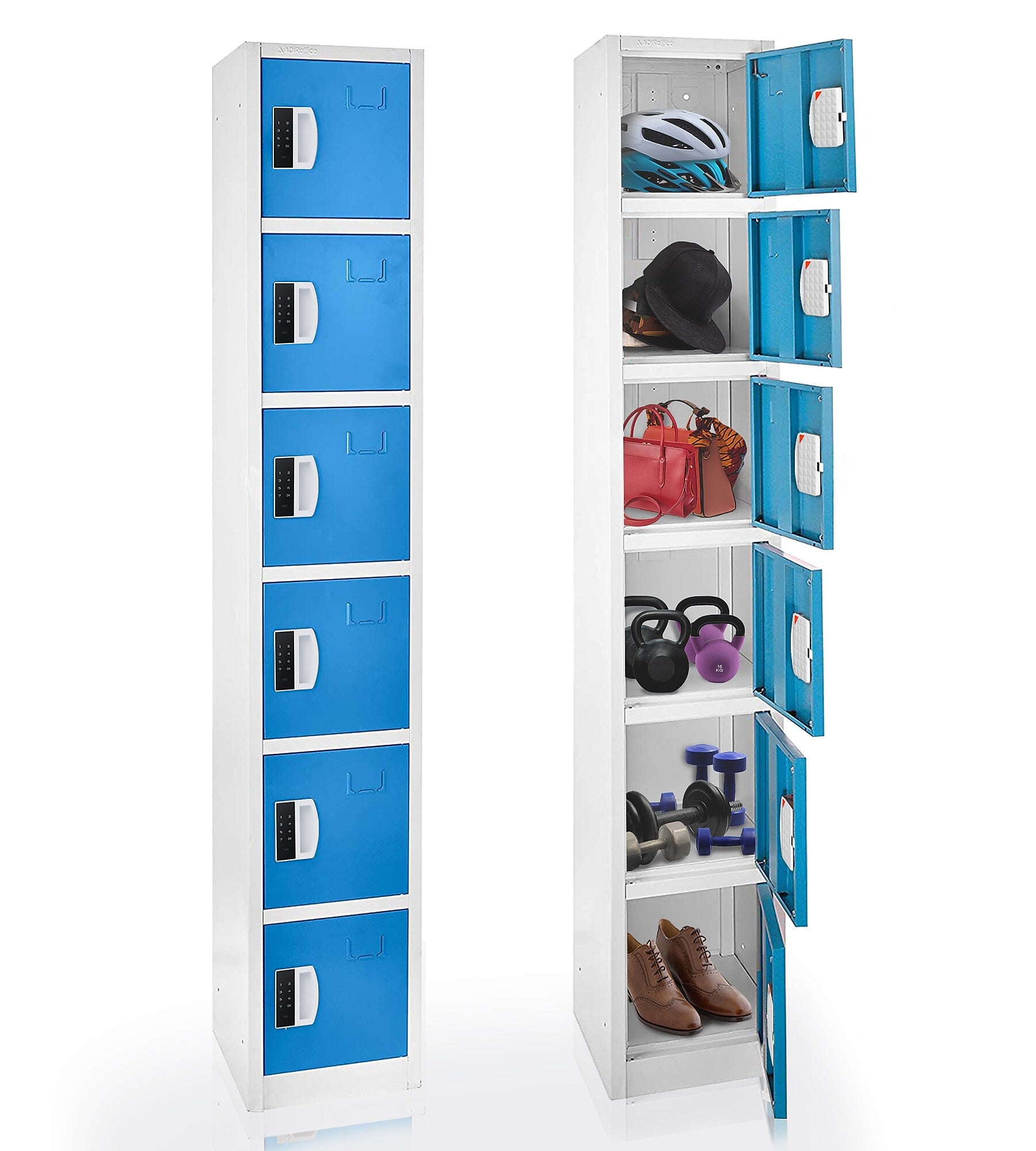 AdirOffice 72"H 6-Tier Blue Storage Locker (ADI629-206-BLU-DL)