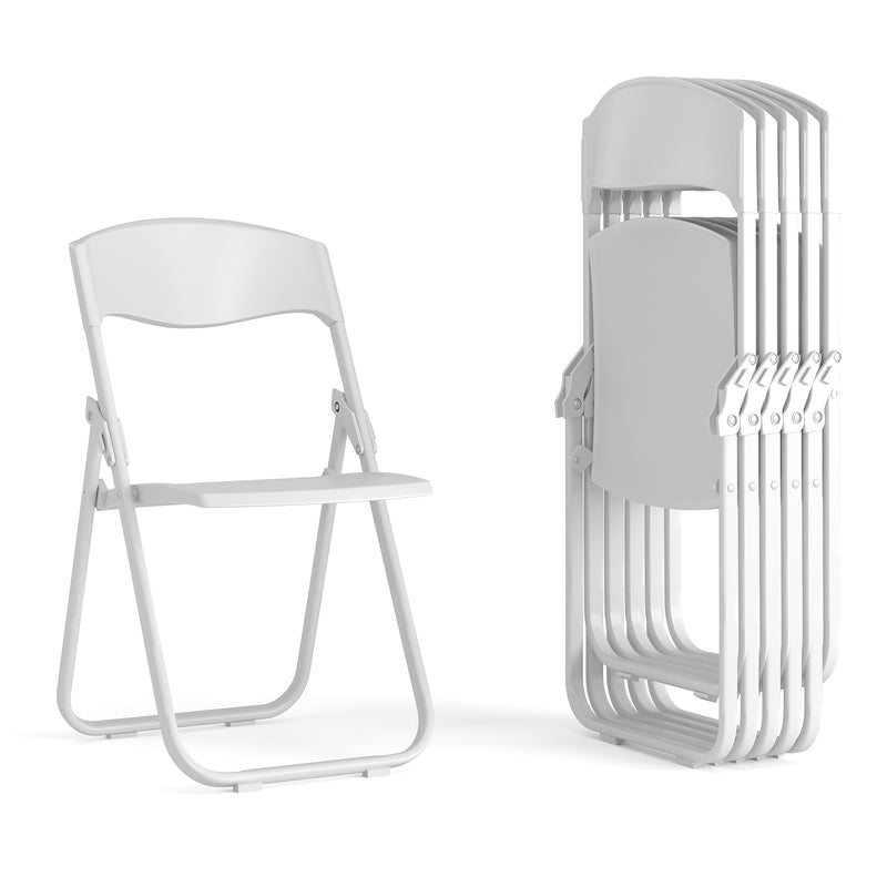Flash Furniture HERCULES™ Heavy Duty Plastic Folding Chair, White, 6/Pack (6RUTIWHITE)