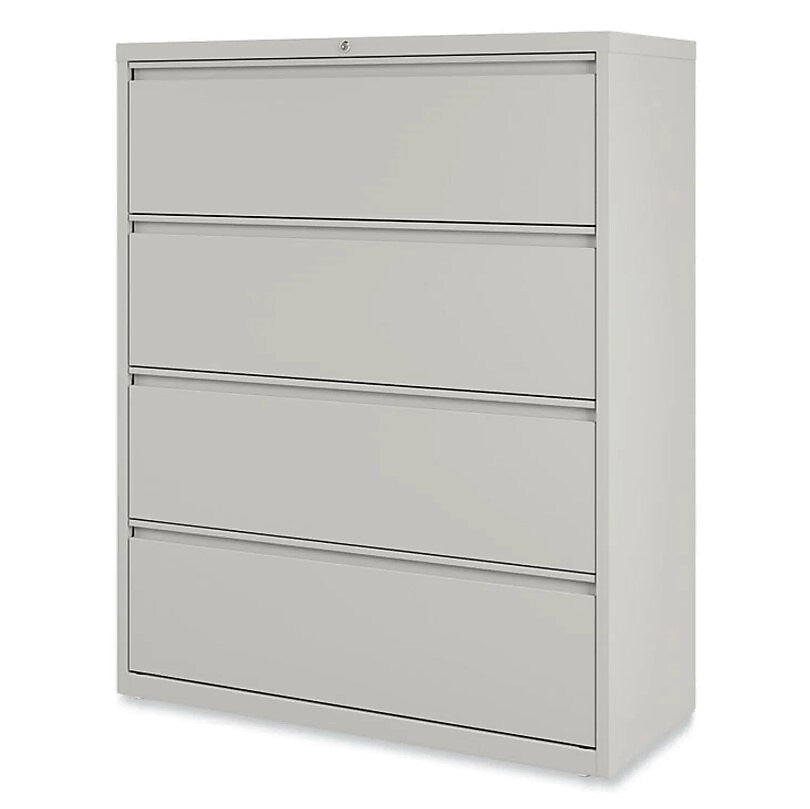 Alera 4-Drawer Lateral File Cabinet, Letter/Legal Size, Lockable, 52.5"H x 42"W x 18.63"D, Light Gray (ALEHLF4254LG)