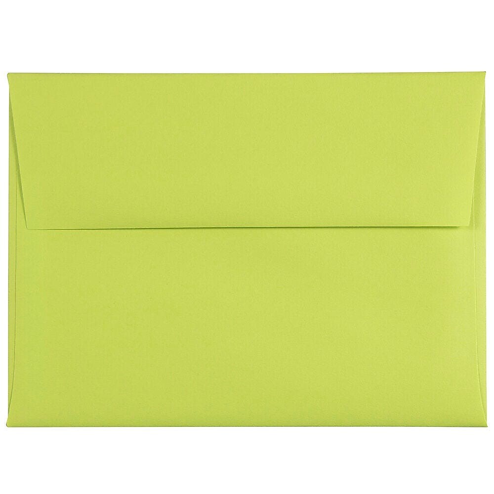 JAM Paper A6 Booklet Envelope 4 3/4" x 6 1/2", Ultra Lime Green, 100/Pack (52610d)
