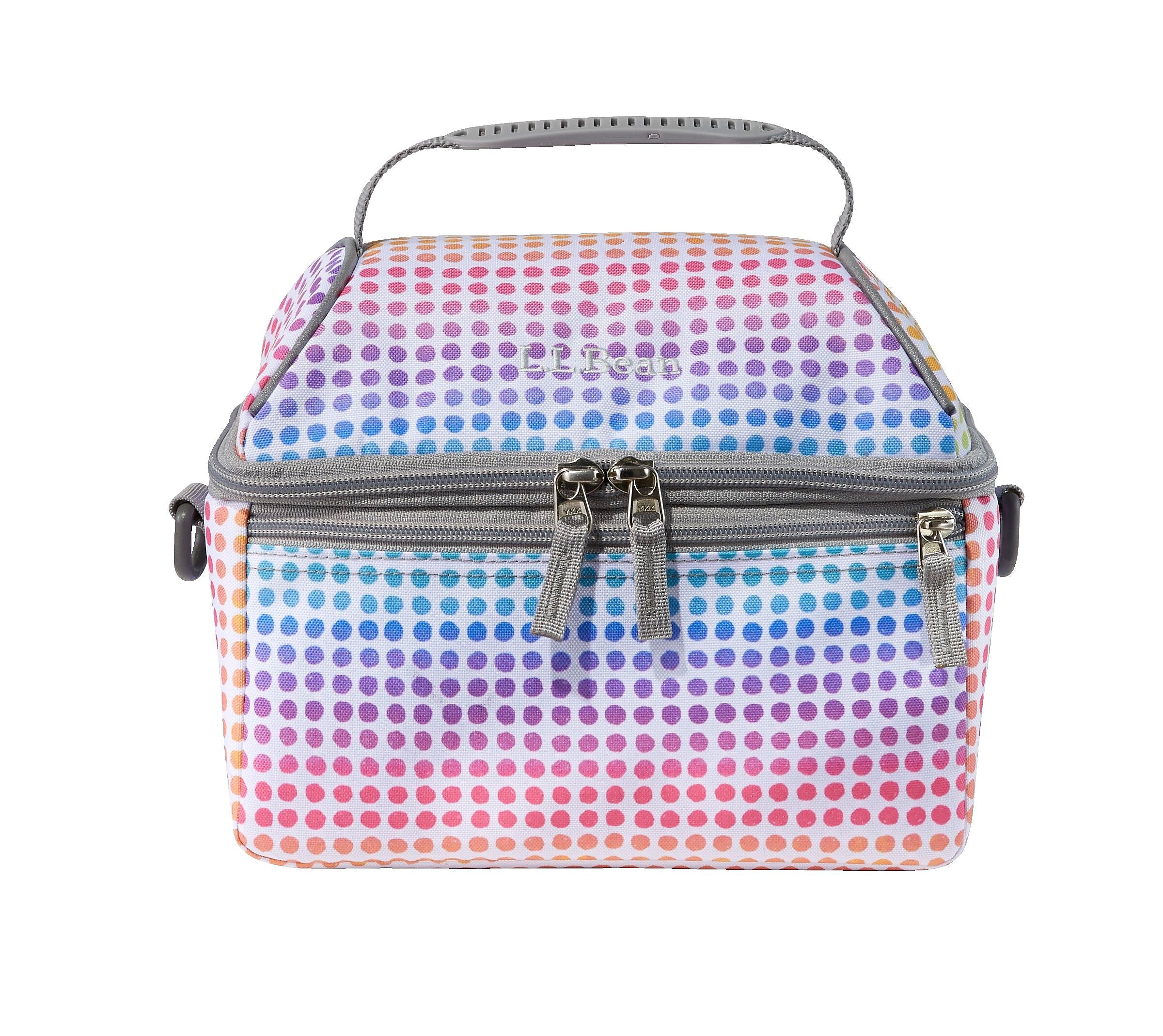 L.L.Bean Flip-Top Insulated Lunch Box, 3-Compartment, Rainbow Dots (1000135103)