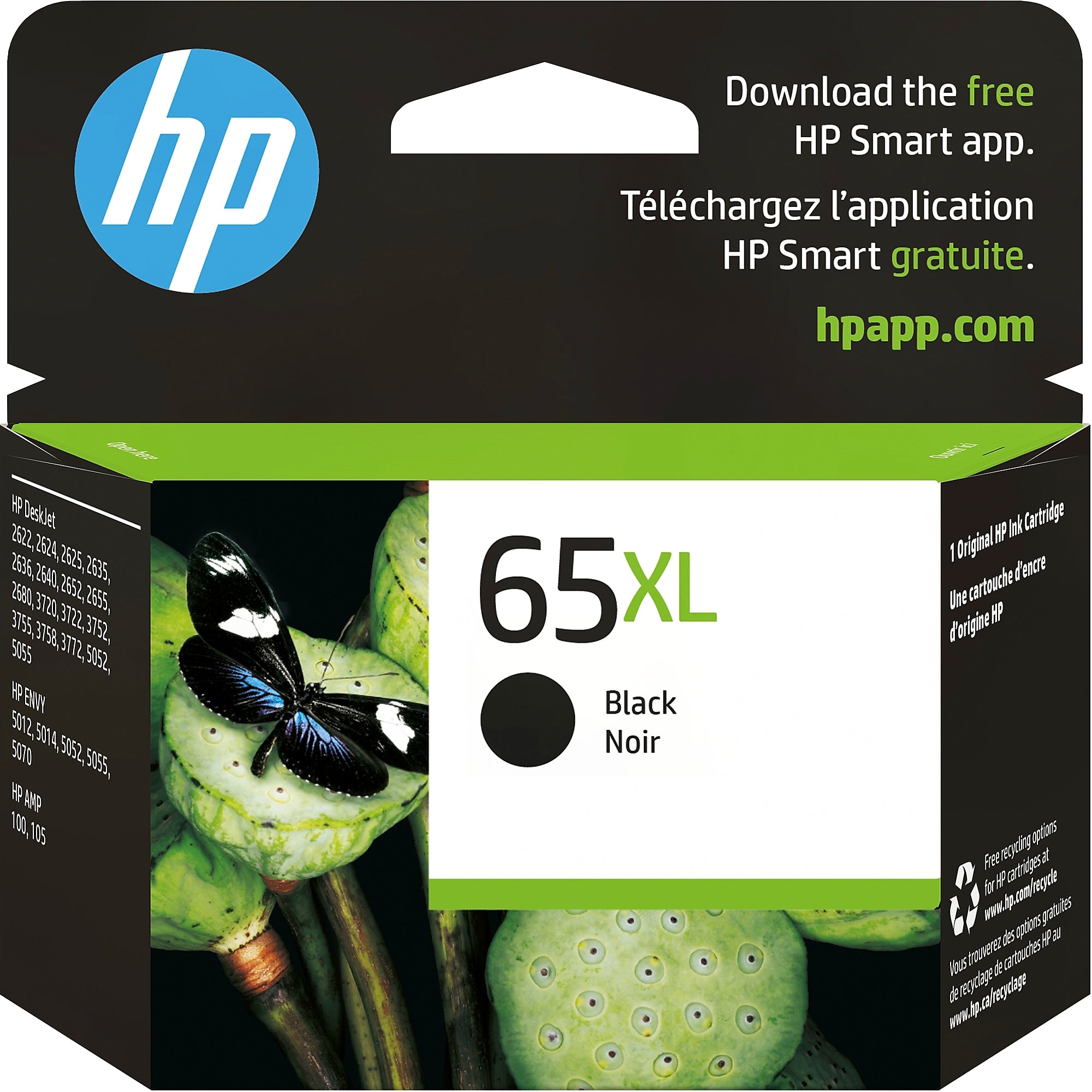HP 65XL Black High Yield Ink Cartridge, Prints up to 300 Pages (N9K04AN#140)