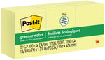 Post-it Recycled Notes, 1 3/8" x 1 7/8", Canary Collection, 100 Sheet/Pad, 12 Pads/Pack (653RPYW)