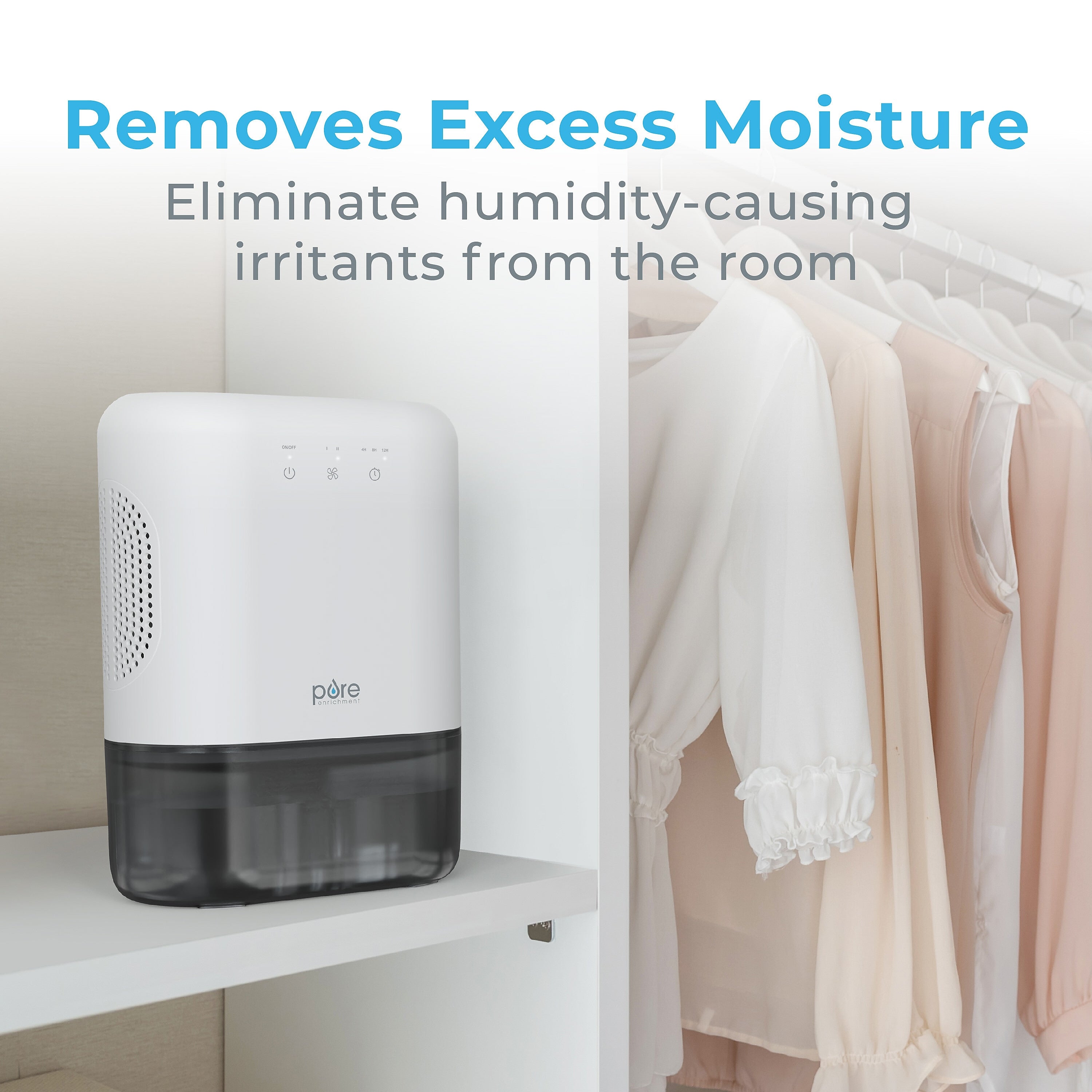 Pure Enrichment PureDry Elite Portable Dehumidifier, 2-Speed, White (PEDEH2L)