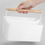 mDesign 2-Compartment Plastic Desk Organizer, White/Natural (25718RW)