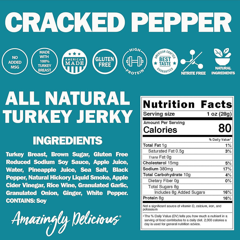 Field Trip Cracked Pepper Turkey Jerky, 1 oz., 12/Carton (FLD00508)