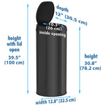 iTouchless Stainless Steel Round Sensor Trash Can with AbsorbX Odor Control System, Black, 13 Gal. (MT13RB)