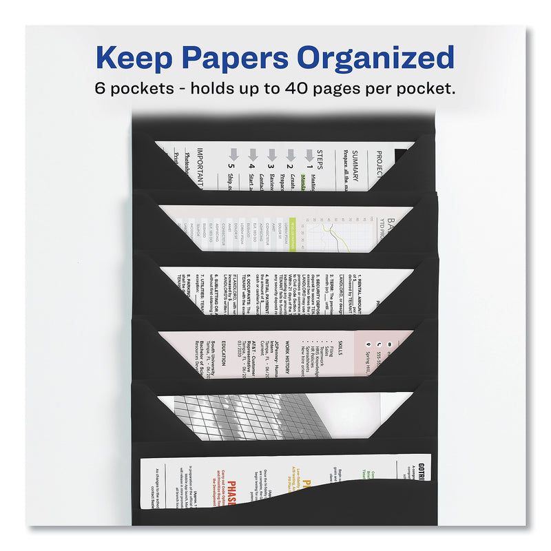Avery Slide and View Expanding File, 6 Sections, Hook/Loop Closure, Letter Size, Black