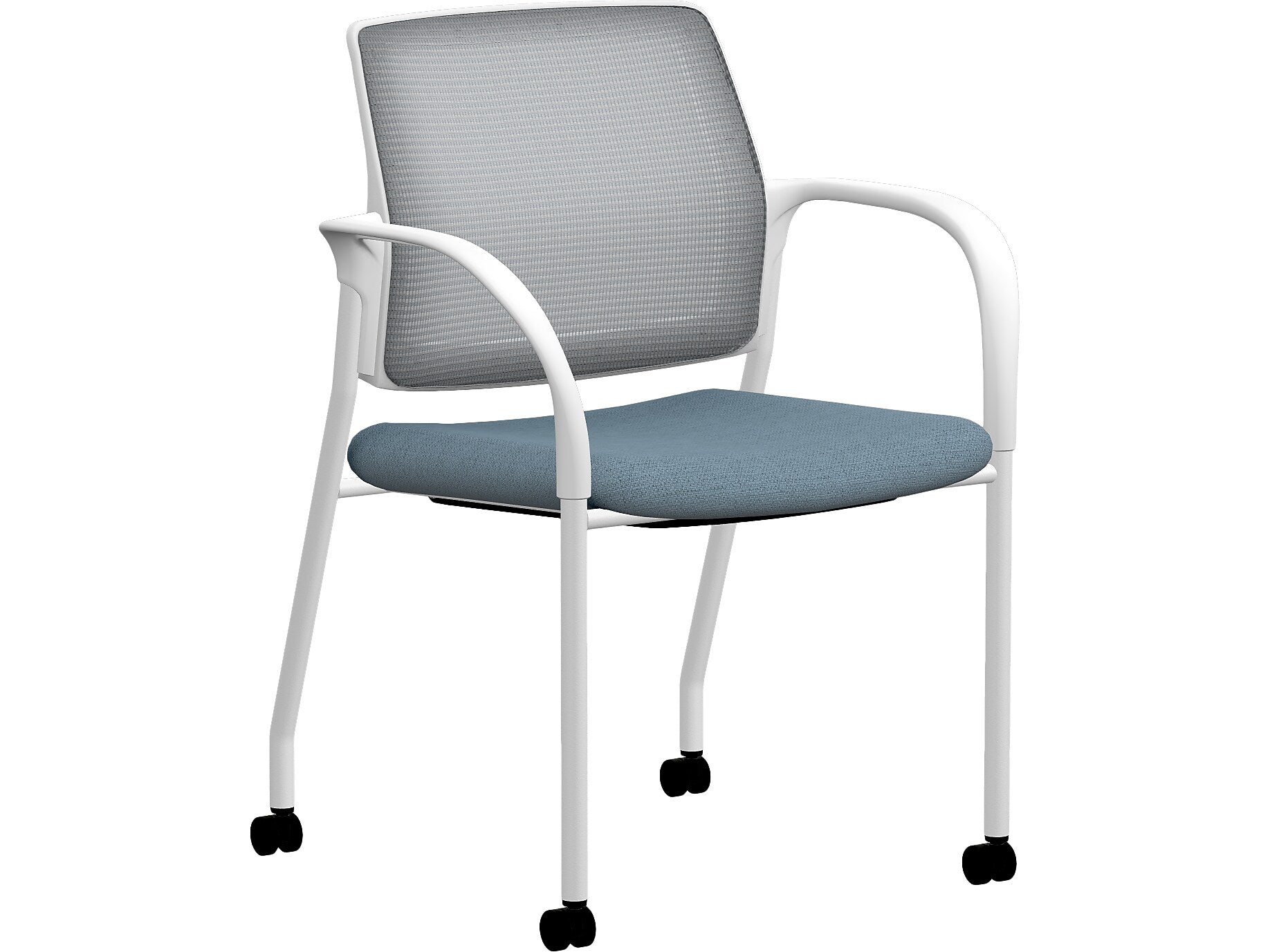 HON Ignition Fabric/Mesh Multipurpose Stacking Chair, Carolina/Designer White (HIGS6.F.H.IF.HAML21.PK7)